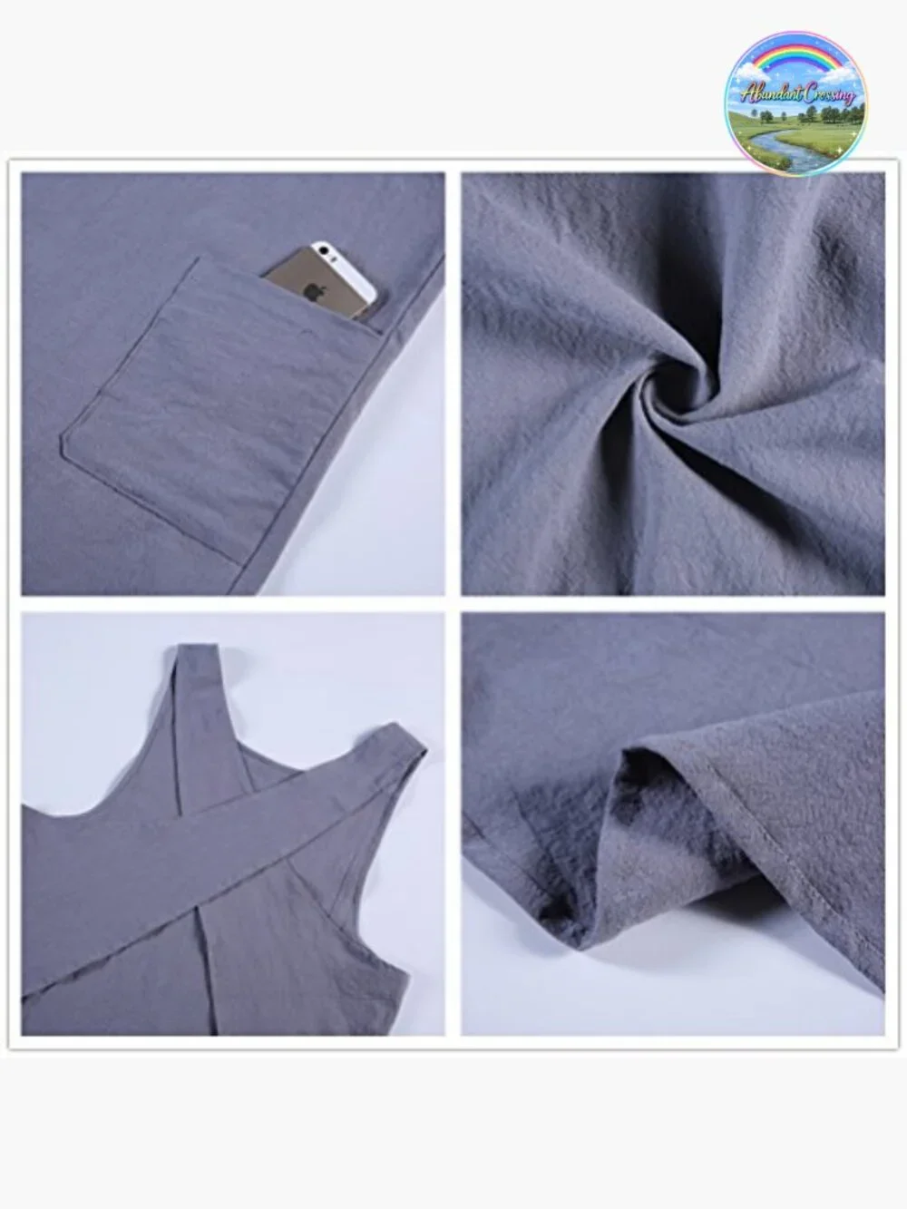 Cotton Linen Halter Cross Bandage Apron with Pockets